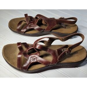 Merrell Womens 9 Agave Open Toe Heel Buckle Strap Brown Leather Outdoor Sandals